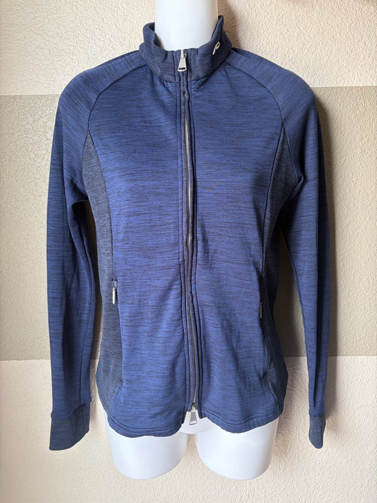 Kjus Womenâs Xs Lara Navy Blue Full Zip Techwool Jacket Pockets Stretch Ribbed